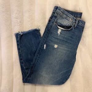 FRAME Denim Le Stevie Distressed Cropped Jeans